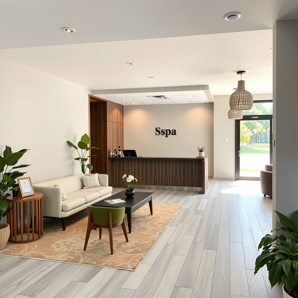 Comfortable reception area inside Aura Wellness Boutique